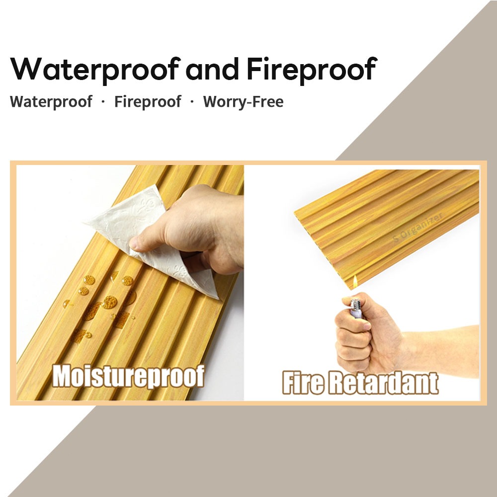 PVC Wall Panel Solid Wood Grain Waterproof No Tools Needed 3D Grille Design TV Wall Decor - Image 7