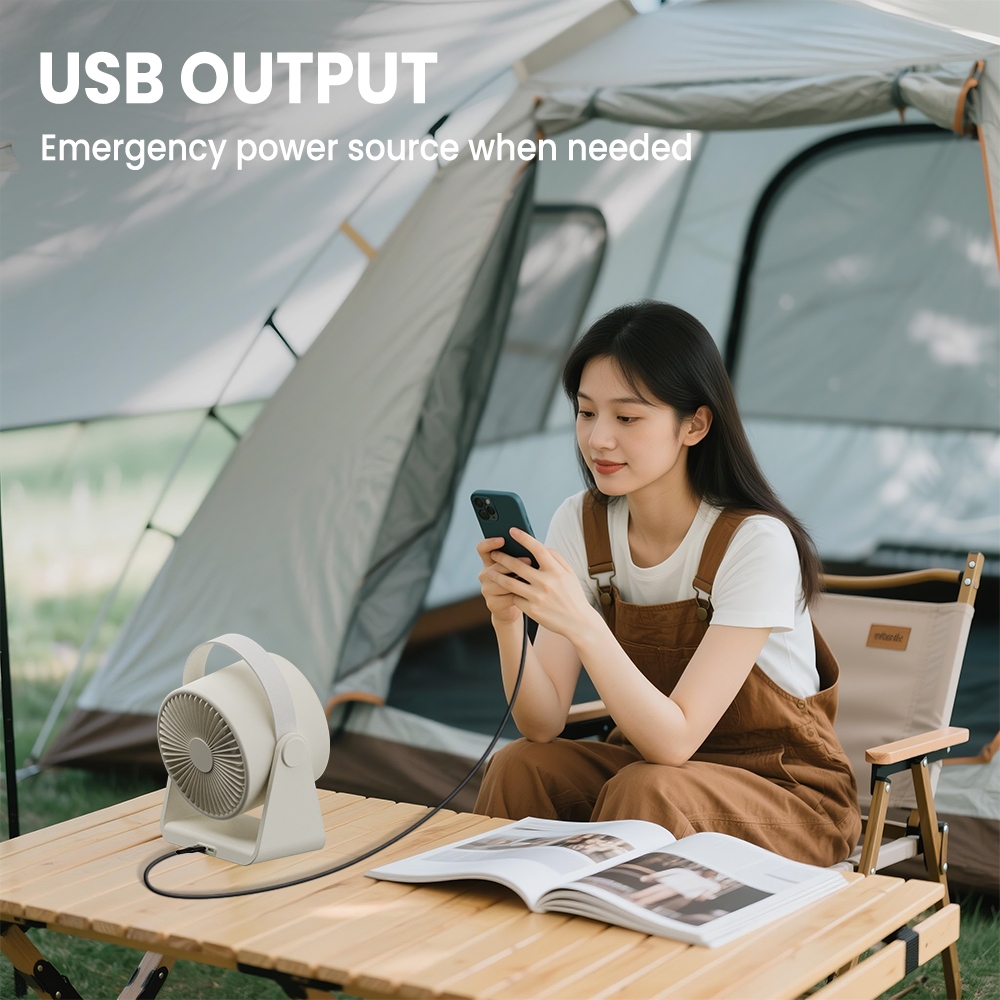 Orashare DF03L Max 20000mAh Rechargeable Desk Fan with LED Light 100 Gears Silent High Speed Fan - Image 5