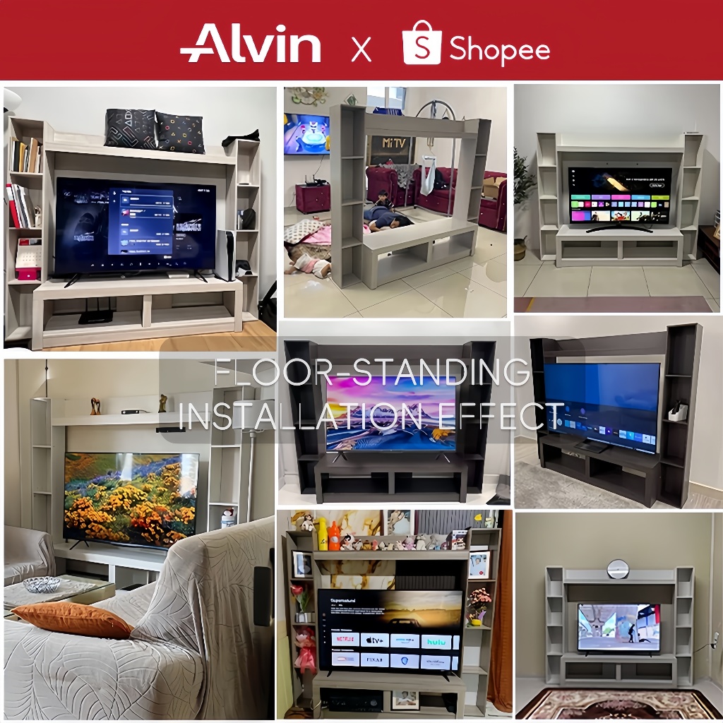 ALVIN Tv Cabinet 6.4ft | Kabinet Tv Up to 65inch | Tv Cabinet With Side Storage(Wall mountable) - Image 4