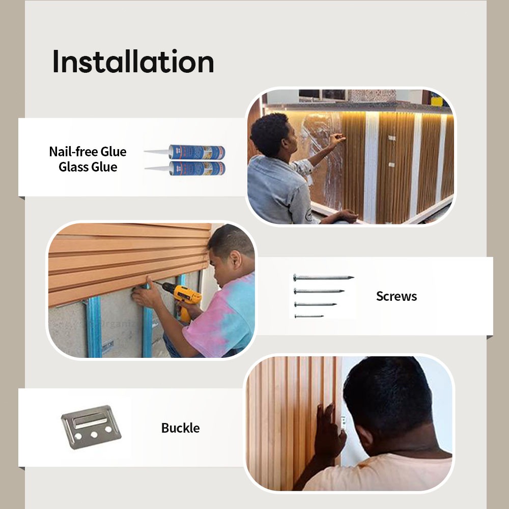 PVC Wall Panel Solid Wood Grain Waterproof No Tools Needed 3D Grille Design TV Wall Decor - Image 8