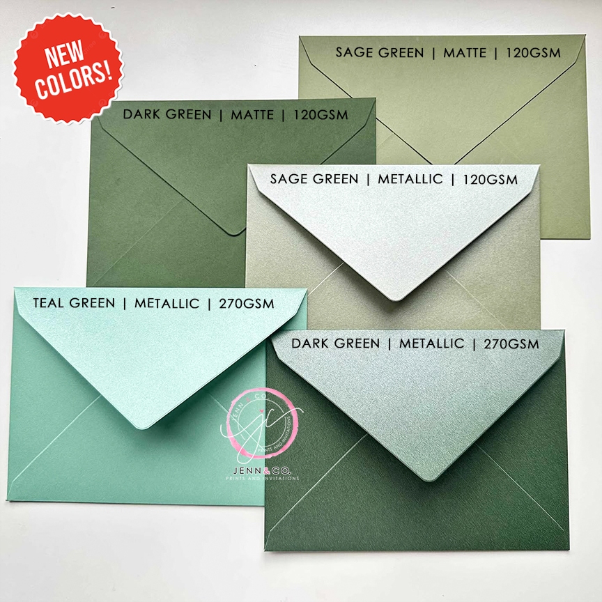 Envelopes — Green Shades New Colors (5R, 4R)