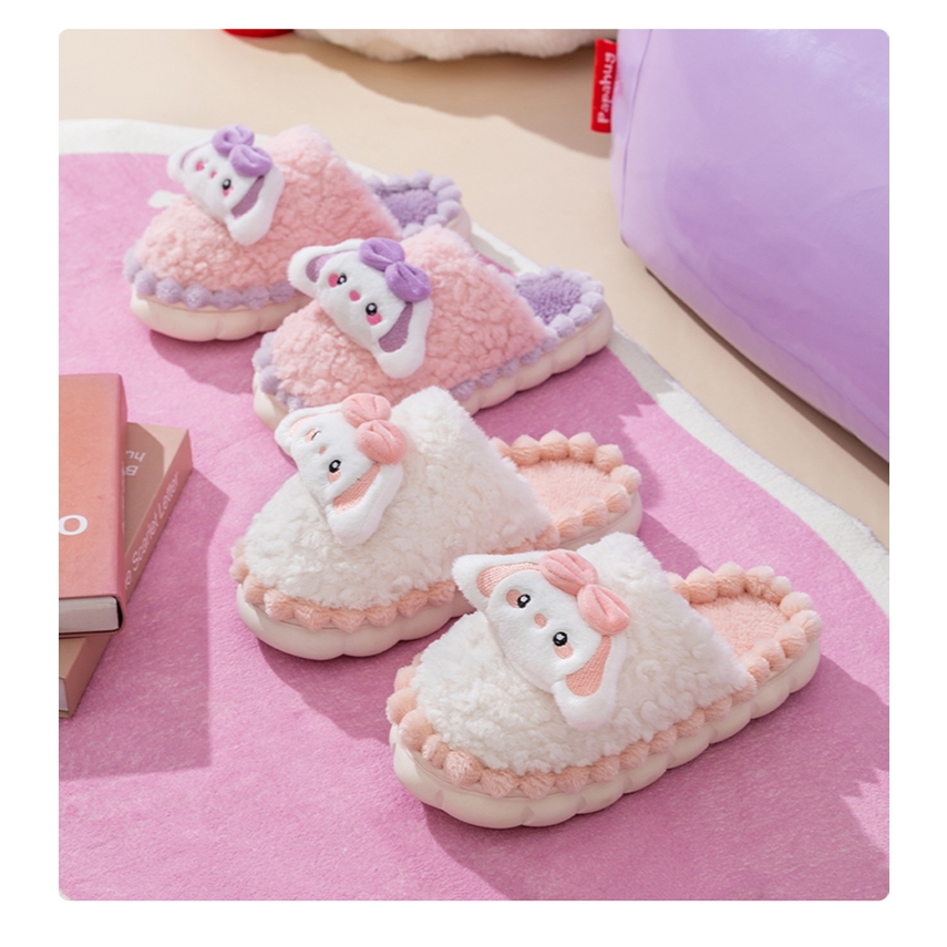 Plush cute rabbit children slippers boys soft sole non slip home fur kids girls Indoor slipper - Image 4