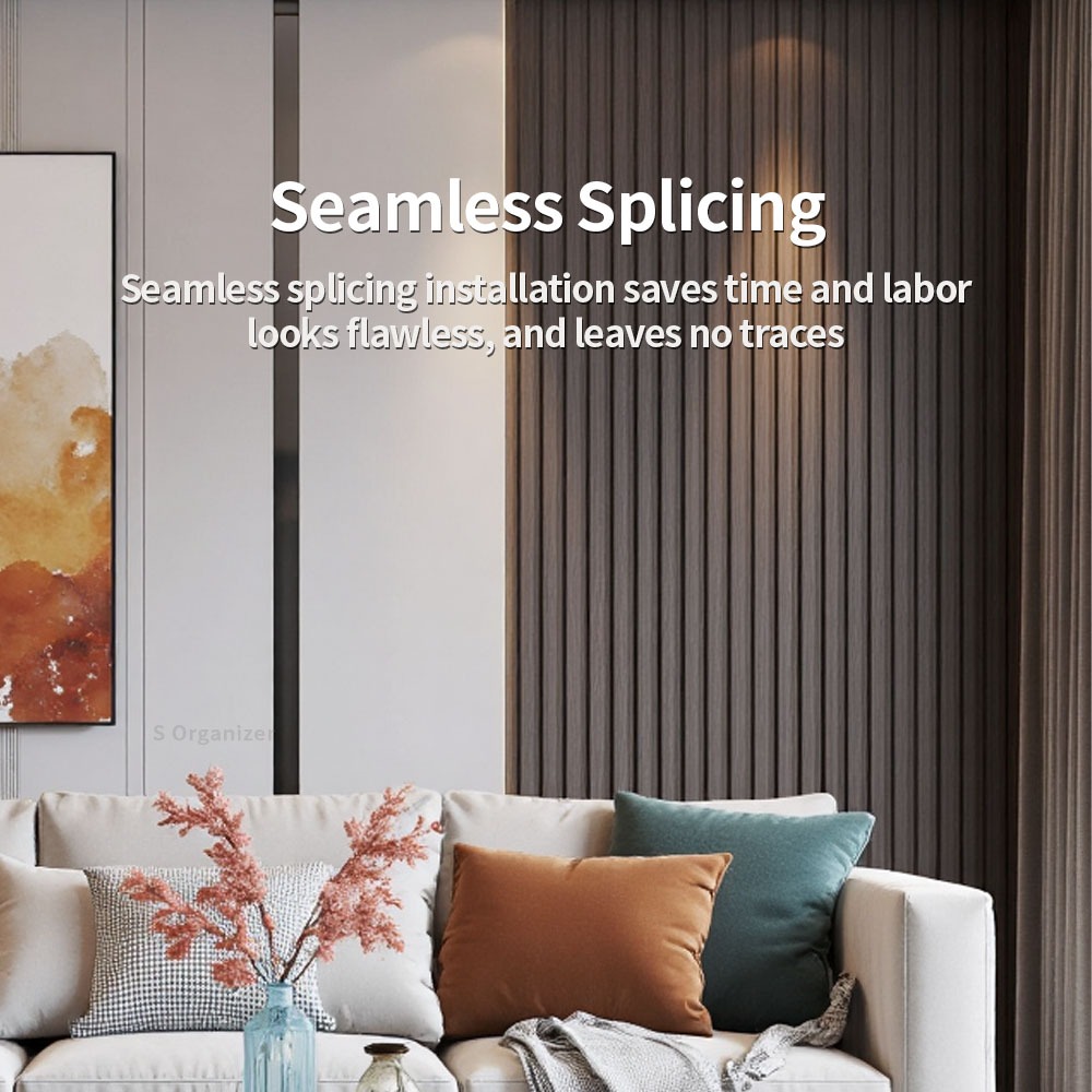 PVC Wall Panel Solid Wood Grain Waterproof No Tools Needed 3D Grille Design TV Wall Decor - Image 3