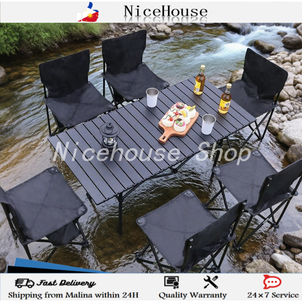 Folding Outdoor Camping Table Portable Chairs Set High Strength with Carrying Bag for Picnic Yard
