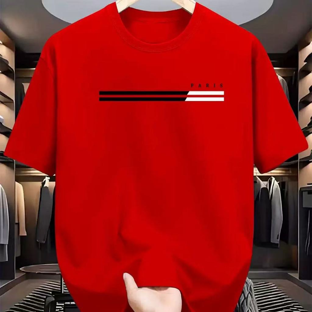 Men's Casual round Neck T-shirt Printed with Paris Letter Pattern Summer Short-Sleeved TopUnisex — view 3