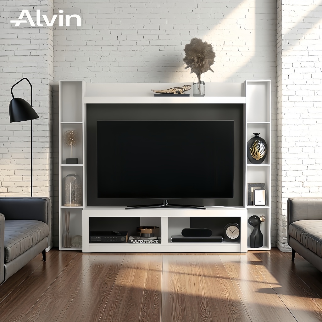 ALVIN Tv Cabinet 6.4ft | Kabinet Tv Up to 65inch | Tv Cabinet With Side Storage(Wall mountable) - Image 2