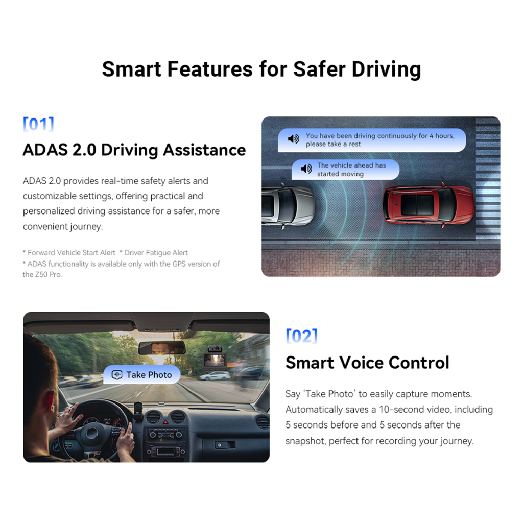 [NEW] DDPAI Z50 Pro 4K UHD Dual Wi-Fi6  5GHZ ADAS Super NightVisin Dash Cam with 4G Connectivity GPS - Image 6