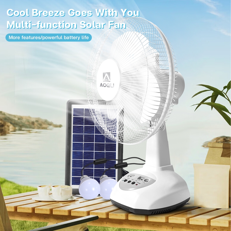 【FREE 2 LED】Solar electric fan 12“ 14” 16“ electric fan with solar fan and USB led lights stand fan - Image 2