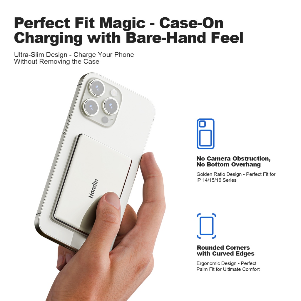 Handin 12000mAh Mini Ultrathin Magnetic Powerbank 22.5W Fast Charging Portable Wireless Typec For iP — view 3