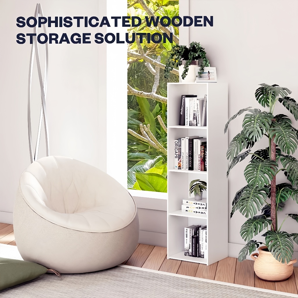 ALVIN 4-Tier Utility Cabinet Bookcase Storage Cabinet Cabinet(30x24x106cm) - Image 4