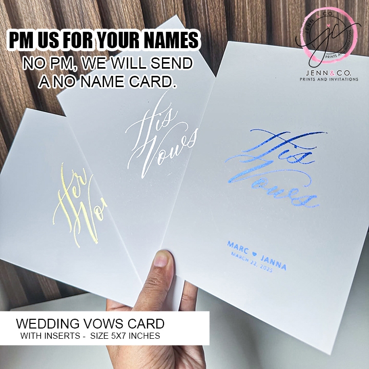 Wedding Vow Cards with Inserts (2 pcs — His and Her)