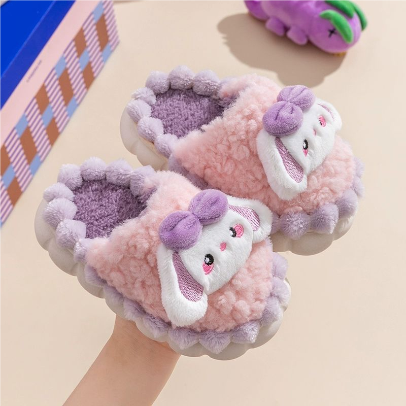 Fluffy rabbit children's thick bottom anti slip home warmth indoor slipper for girl and boys - Image 6