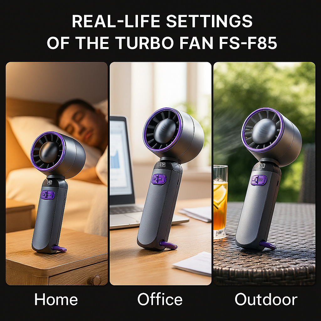 FS-F85 Portable Turbo Fan USB Rechargeable Foldable Handheld Pocket Fan 100 gear speed LED display - Image 3