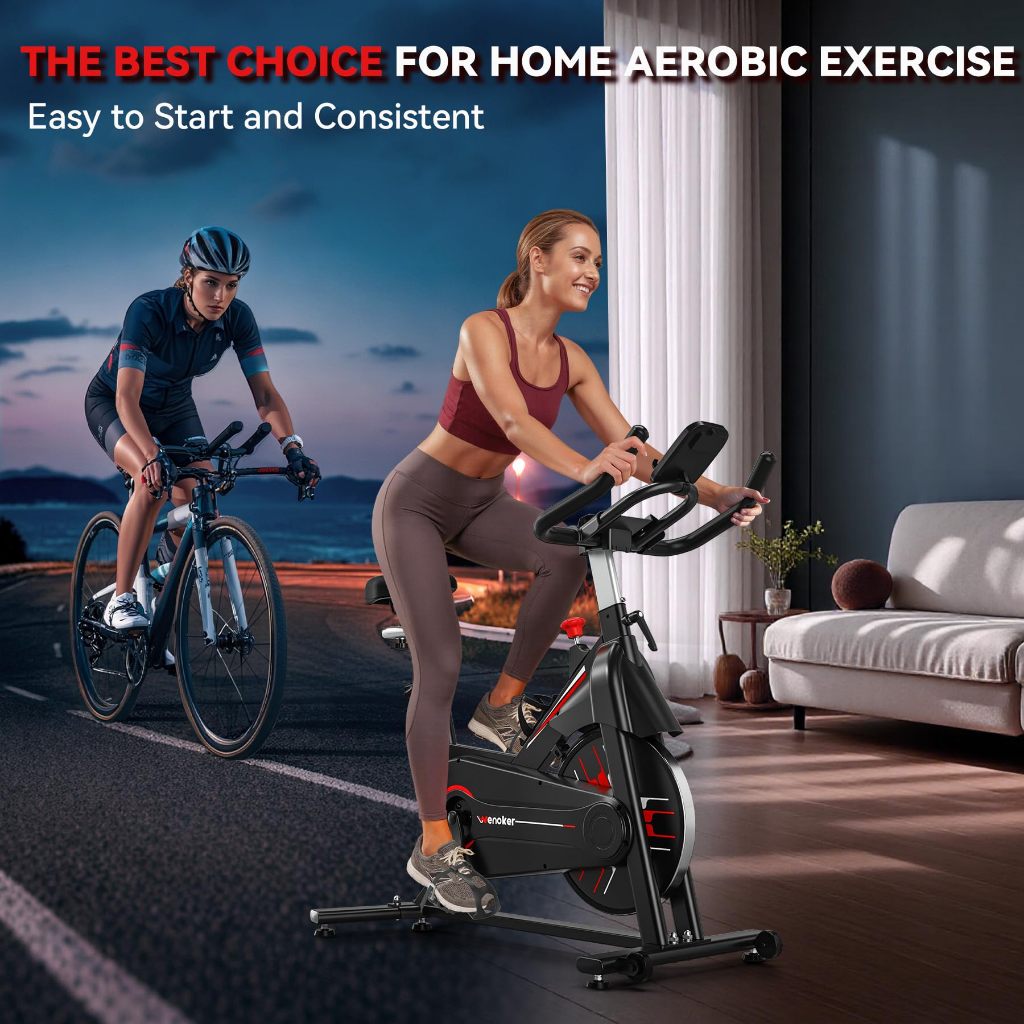 【TOP SALE】Spinning Exercise Bike Stationary Indoor Cycling Heart Rate Monitor Space-saving - Image 6