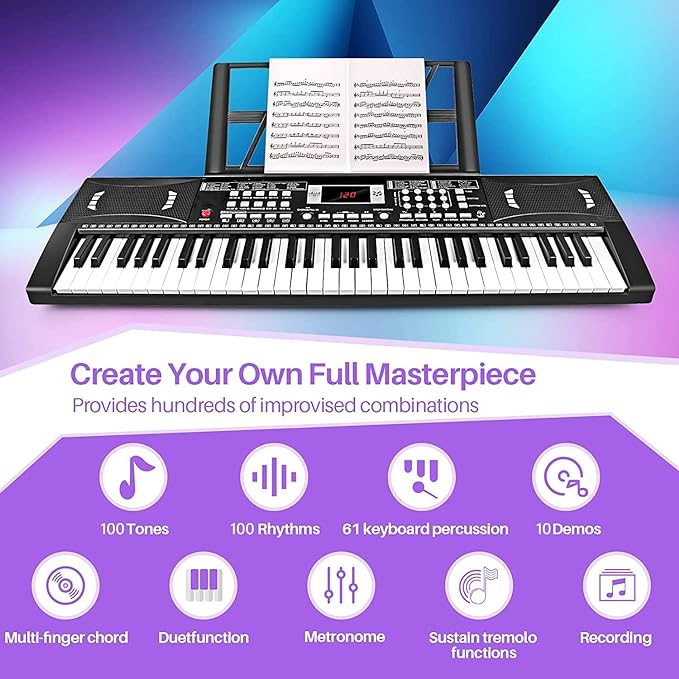 RIXTON 61 Keys Electric Piano Portable Piano Musical Keyboard Instruments For Beginners - Image 8