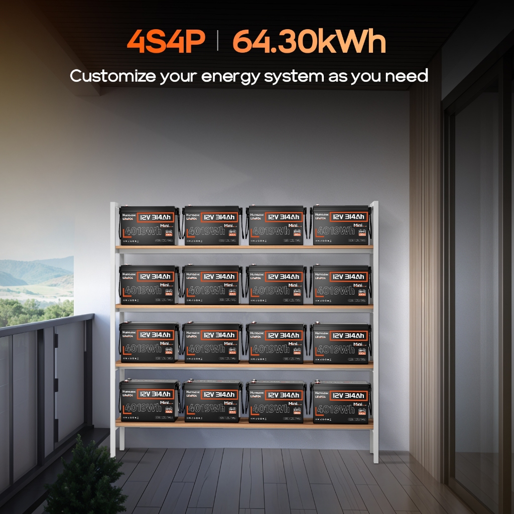 Humsienk 12V 314Ah 100Ah 50Ah Mini Bluetooth Lithium LiFePO4 Battery 200A BMS Solar Energy Battery - Image 8