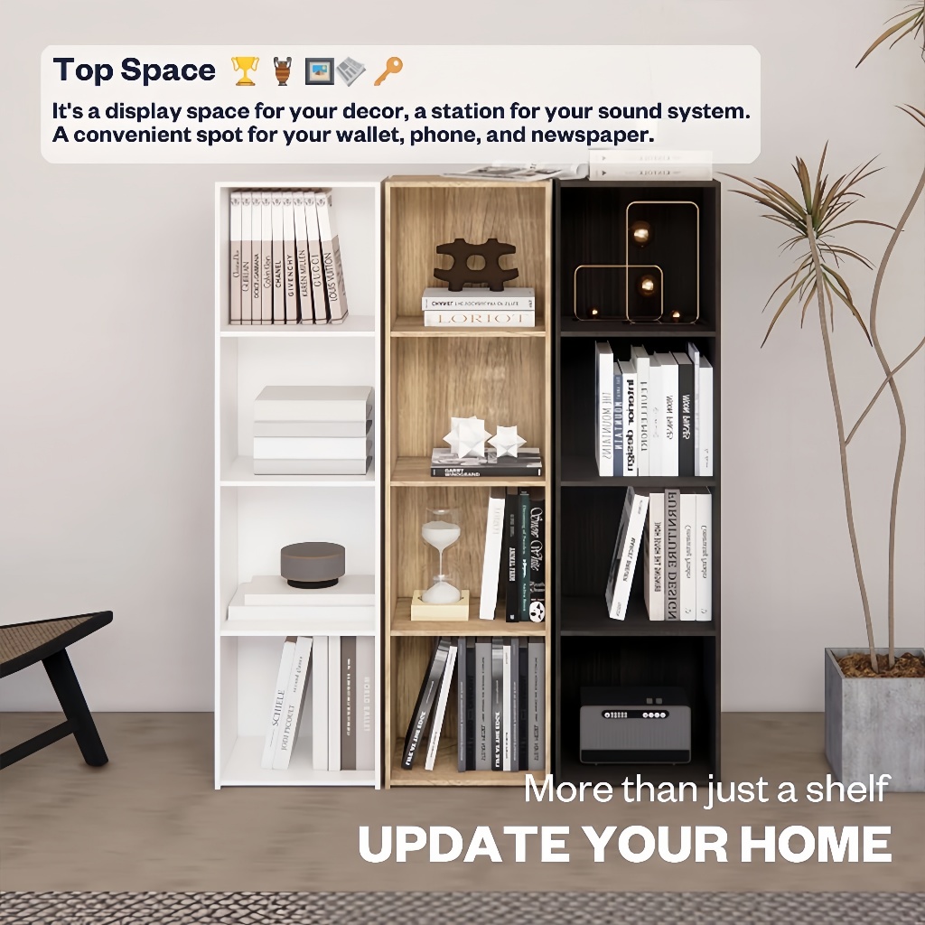 ALVIN 4-Tier Utility Cabinet Bookcase Storage Cabinet Cabinet(30x24x106cm) - Image 6