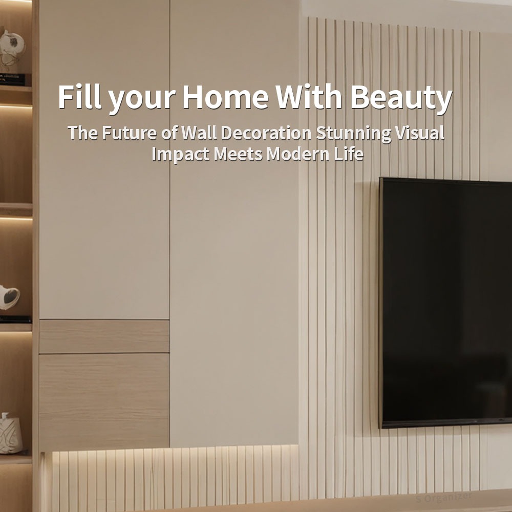 PVC Wall Panel Solid Wood Grain Waterproof No Tools Needed 3D Grille Design TV Wall Decor - Image 2