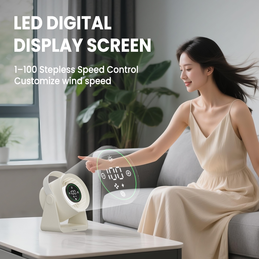 Orashare DF03L Max 20000mAh Rechargeable Desk Fan with LED Light 100 Gears Silent High Speed Fan - Image 3