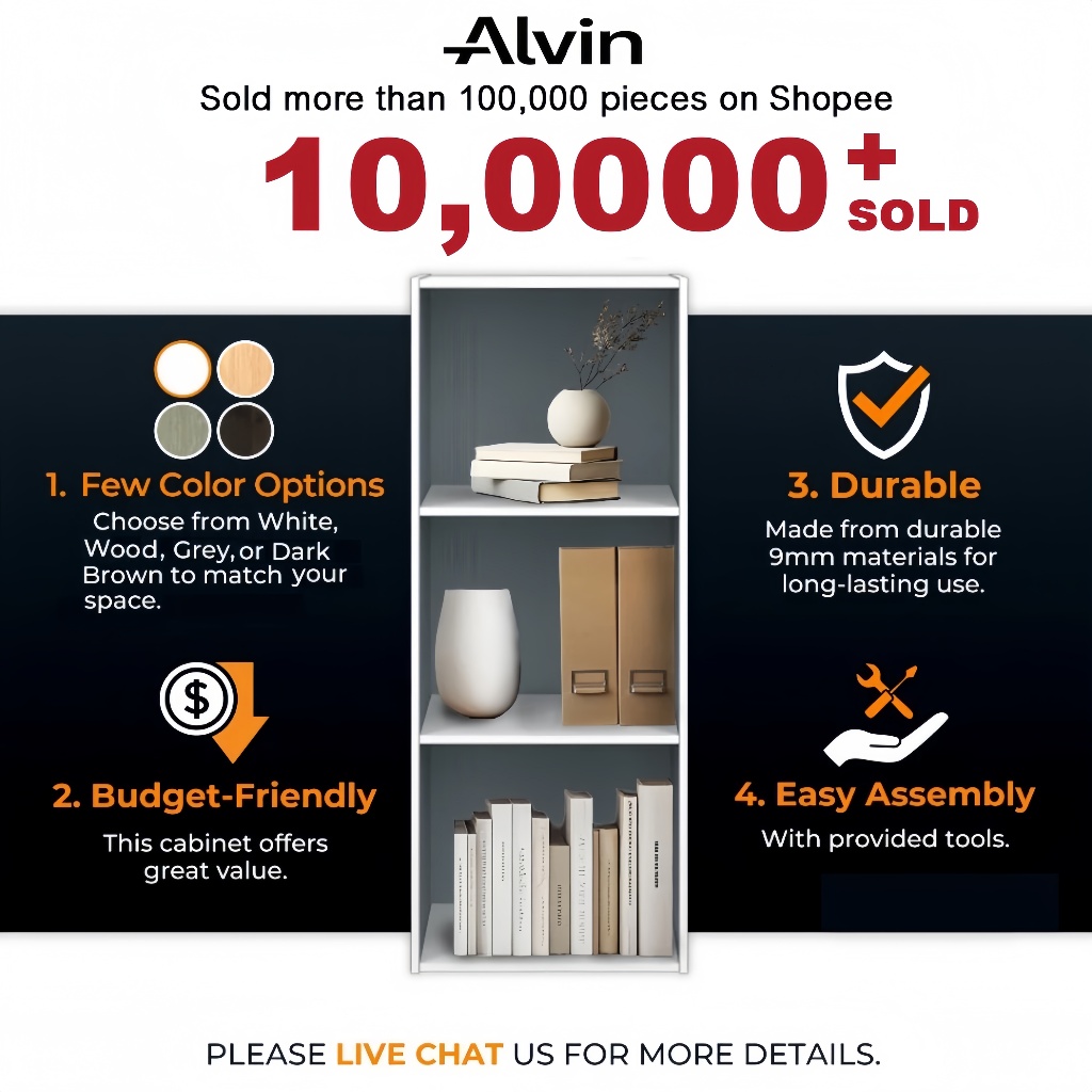 ALVIN 4-Tier Utility Cabinet Bookcase Storage Cabinet Cabinet(30x24x106cm) - Image 2