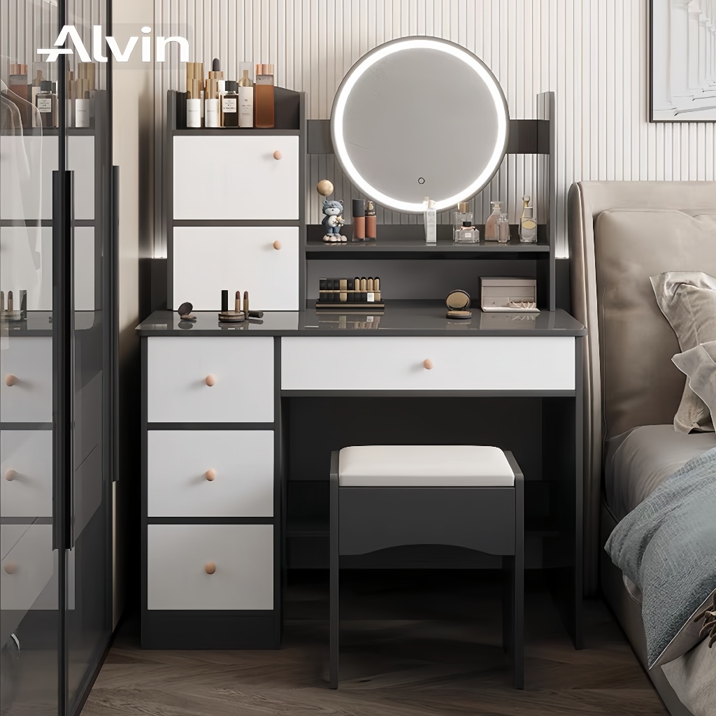 ALVIN Dressing Table Bedroom Minimalist Modern Ins Dressing Table Organizer Integrated Small Table - Image 3