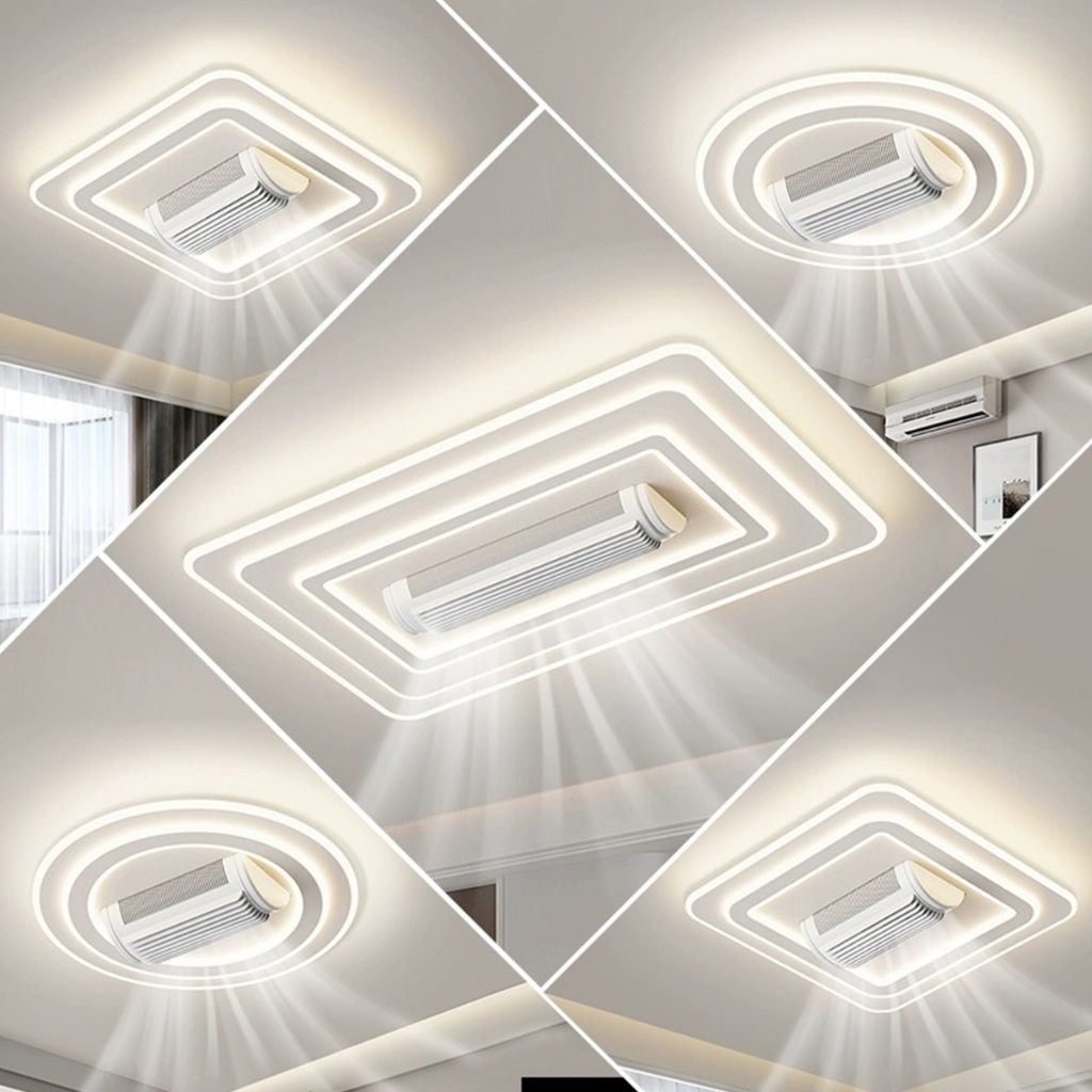 Bladeless Ceiling Fan with Light, Flush Mount Ceiling Fan with 6-Speed Reversible for Bedroom（First）