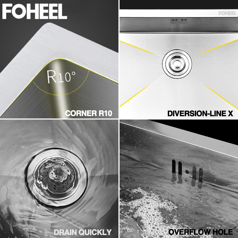 SUS304 kitchen sink thick free drain and basket single double black and silver stainless steel - Image 7