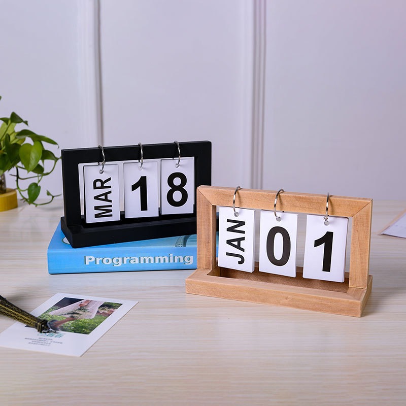Wooden Calendar Nordic with Page-Turning Feature Durable Calendar Board Minimalist Desktop - Image 8