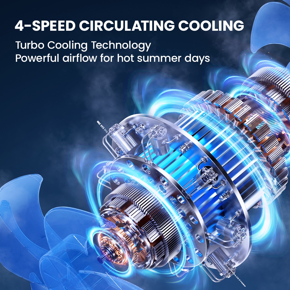 Orashare DF04 20000mAh Desk Fan Rechargeable 4 Speeds Wind 10 Inch Storm Fan With Powerbank & Light - Image 3