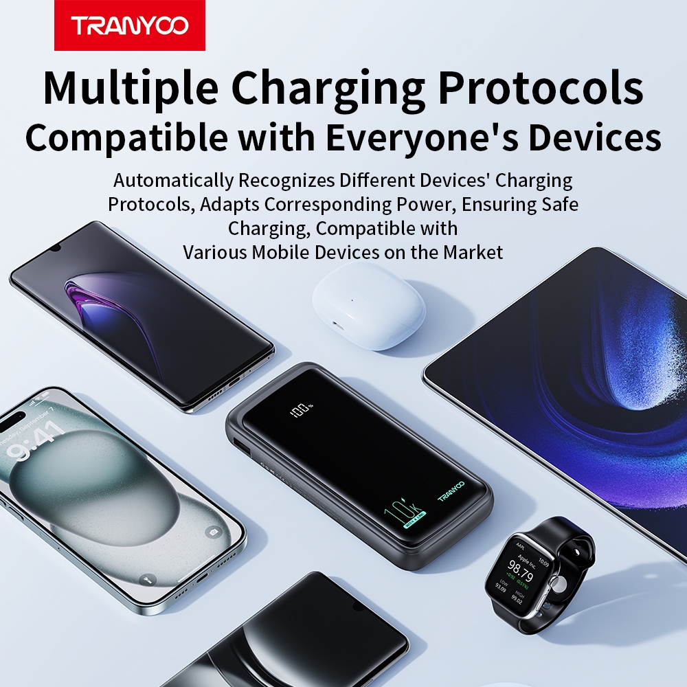 Tranyoo D11 20000mAh Power Bank Built in 4 Cables Lightning / Type-c / Micro USB/ USB Fast Charging - Image 8