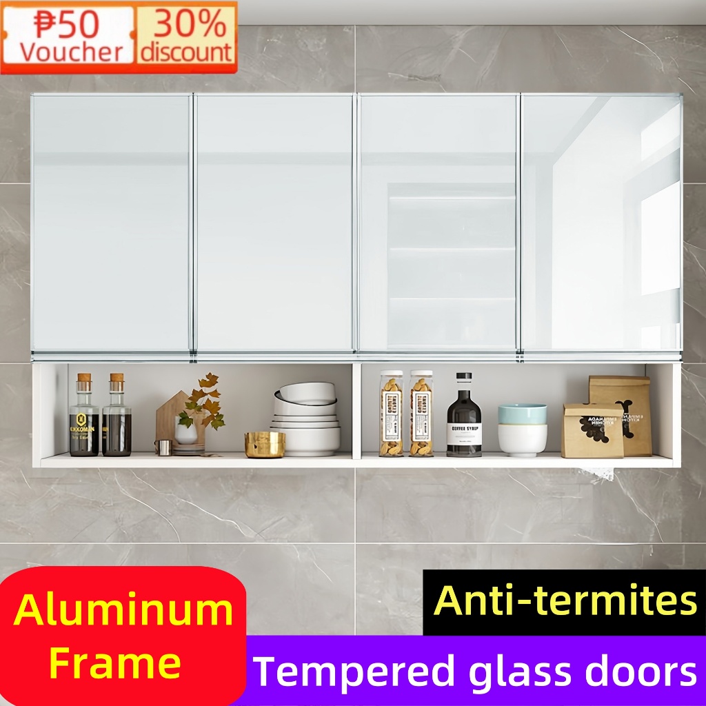 Aluminum Kitchen Cabinet Wall Mounted Glass Pantry Hanging Cabinet Wall For Kitchen Bedroom Storage - Image 8