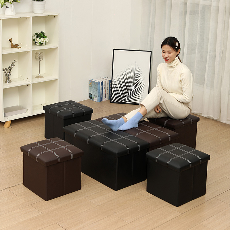 BUY 1 TAKE 1 Multfunctional Foldable Ottoman Storage Foot Stool Waterproof Leather Footstool Storage - Image 7