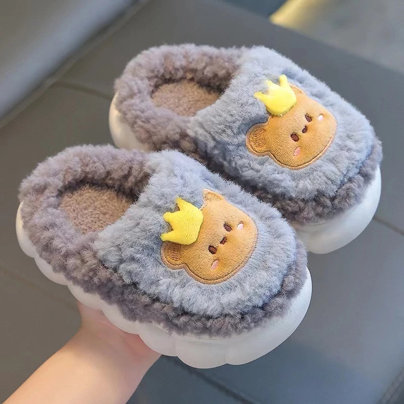 Fluffy rabbit children's thick bottom anti slip home warmth indoor slipper for girl and boys - Image 2