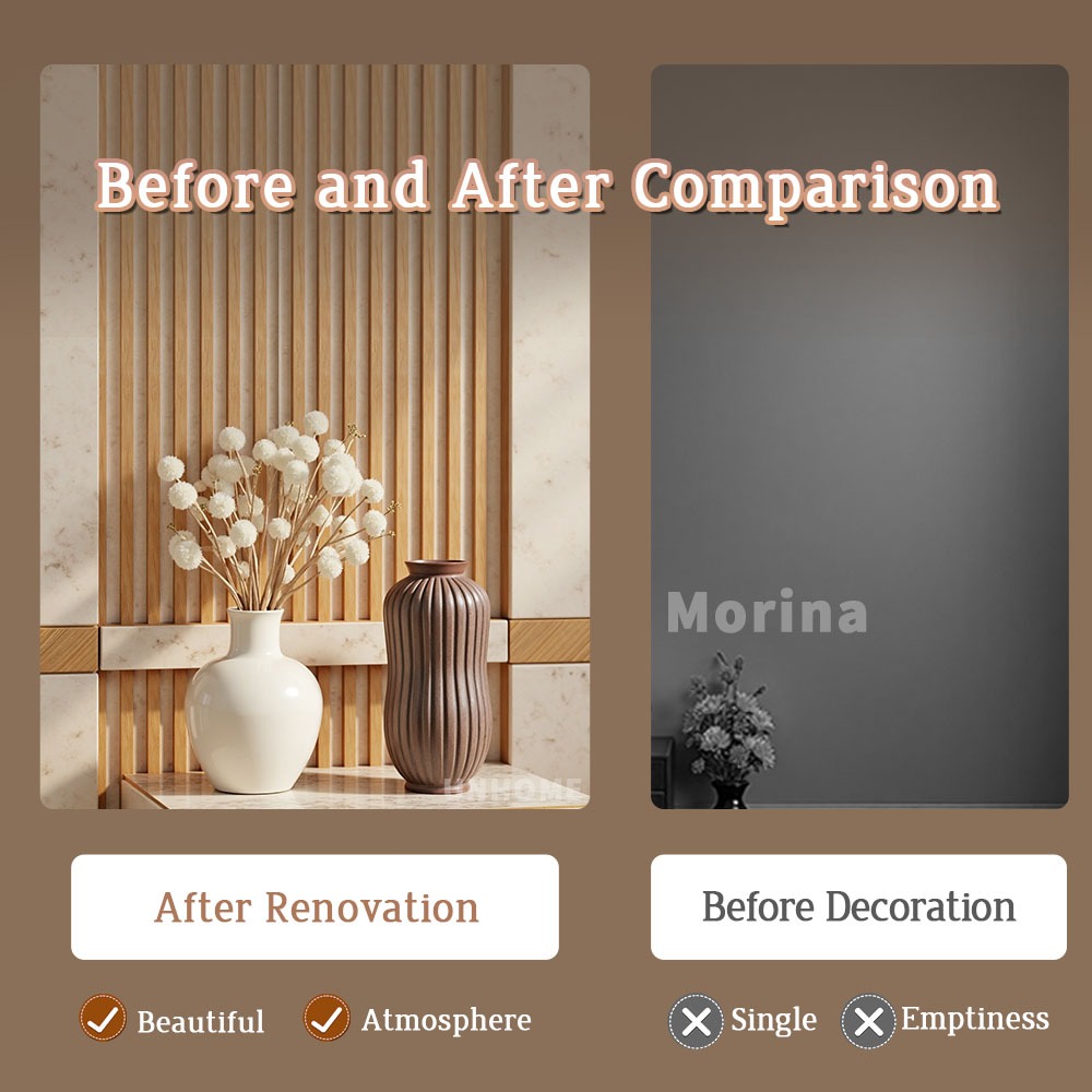 20PCS PVC Wall Panel Solid Wood Board Wallpaper Fluted Wall Panel Sticker Waterproof Grille Design - Image 3