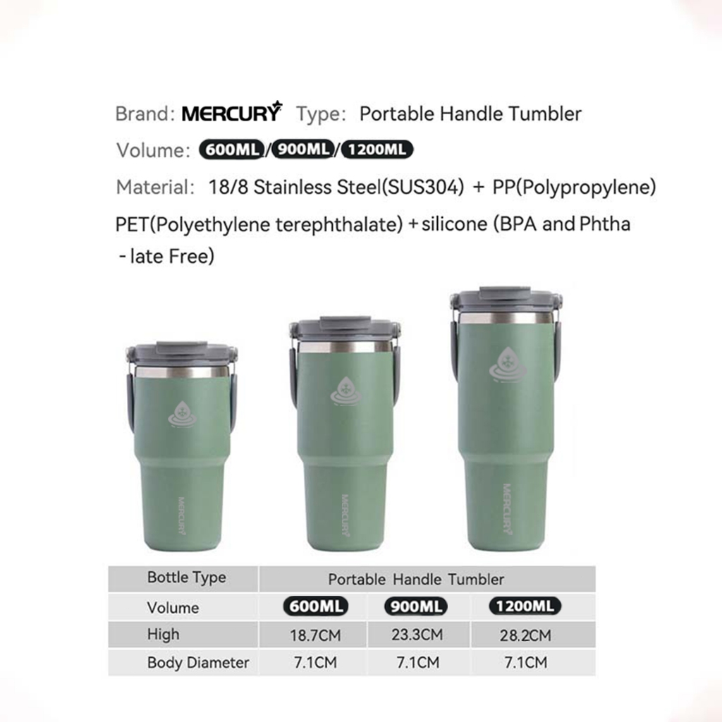 Mercury 600ml/900ml/1200ml with Handle Hot and Cold Travel Cup with Straw Vacuum Insulated Cup — view 8