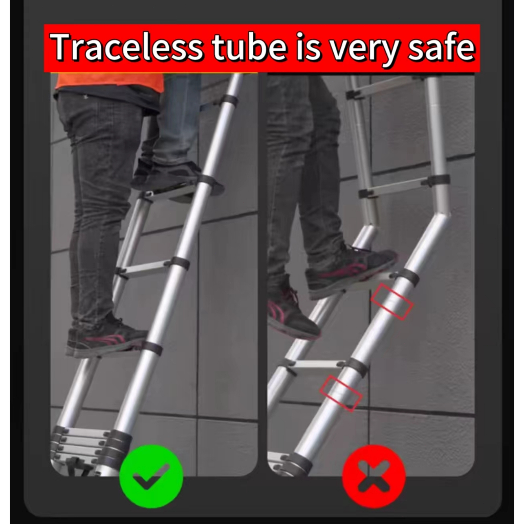 Telescopic Ladder Foldable Aluminum Heavy Duty Home Step Ladder Anti Slip Straight Ladder — view 6