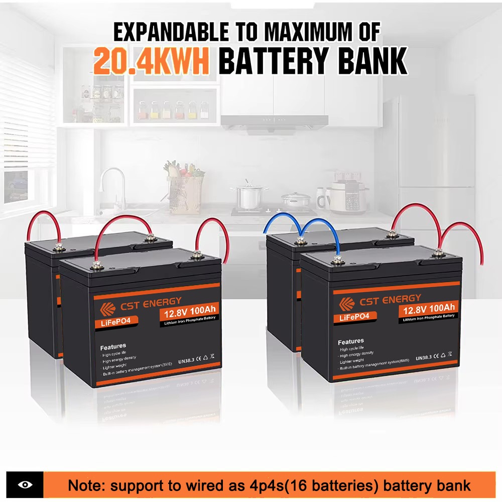 CST ENERGY 12v 100Ah Battery Lifepo4 Lithium Battery 10000+ Cycles Built-in BMS 5 Years Warranty - Image 5