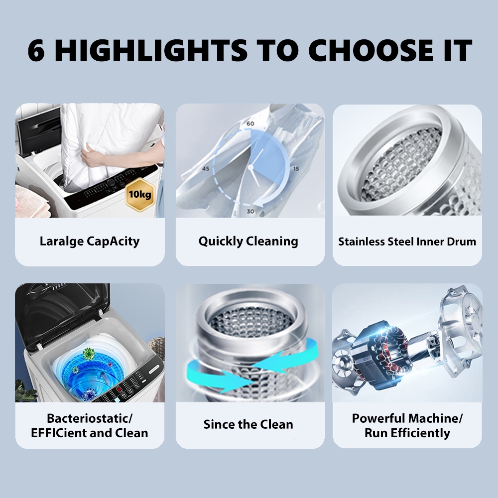 HOMEFUN 10.8KG Automatic washing machine with dryer large capacity suitable for rent dormitory - Image 2