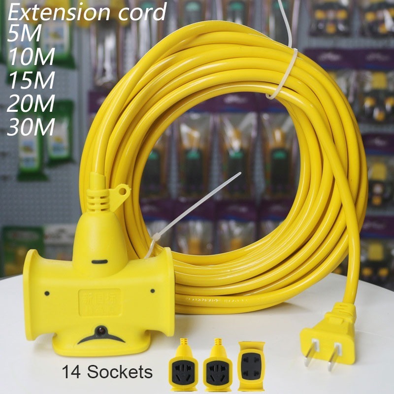 30M Extension Wire Heavy Duty 14 Holes Extension Cord Electric Vehicle Charging Socket with Switch - Image 6