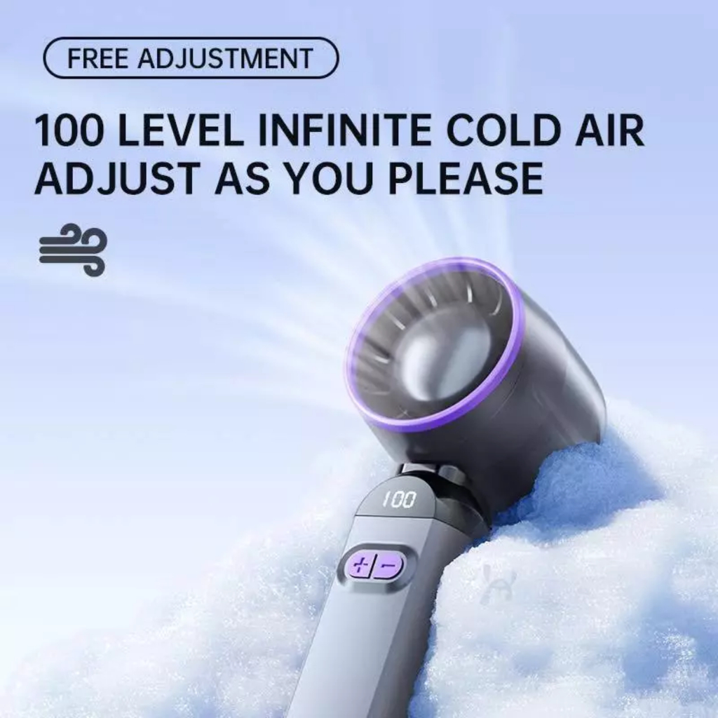 FS-F85 Portable Turbo Fan USB Rechargeable Foldable Handheld Pocket Fan 100 gear speed LED display - Image 2