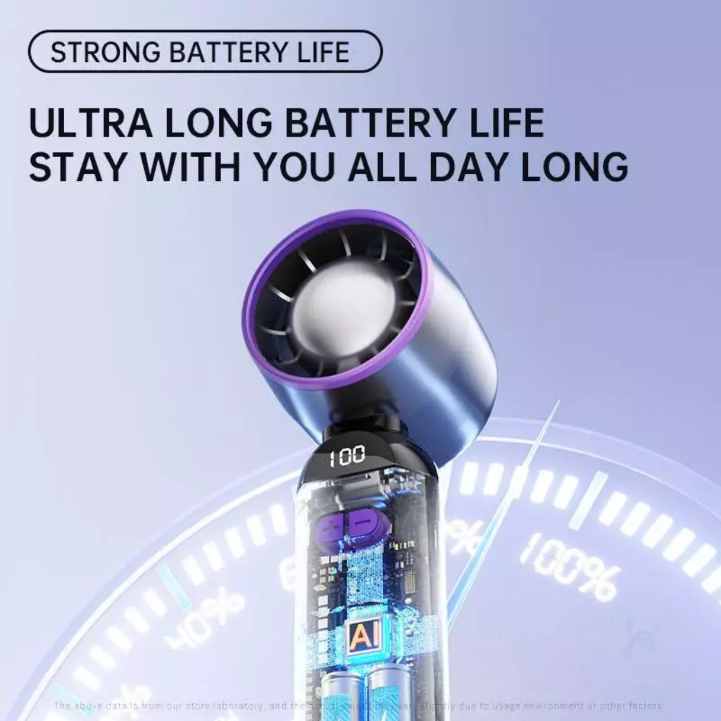 FS-F85 Portable Turbo Fan USB Rechargeable Foldable Handheld Pocket Fan 100 gear speed LED display - Image 4