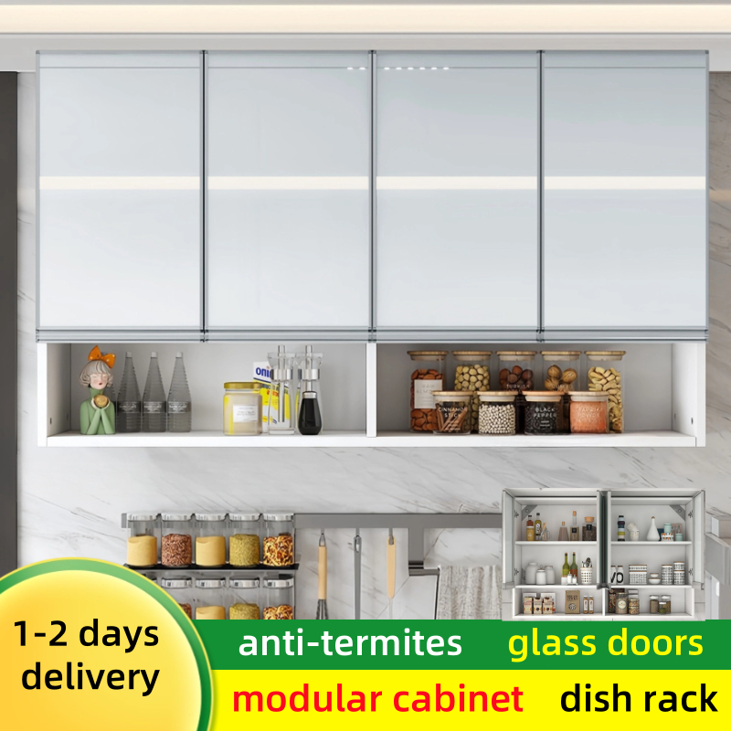 Aluminum Kitchen Cabinet Wall Mounted Glass Pantry Hanging Cabinet Wall For Kitchen Bedroom Storage