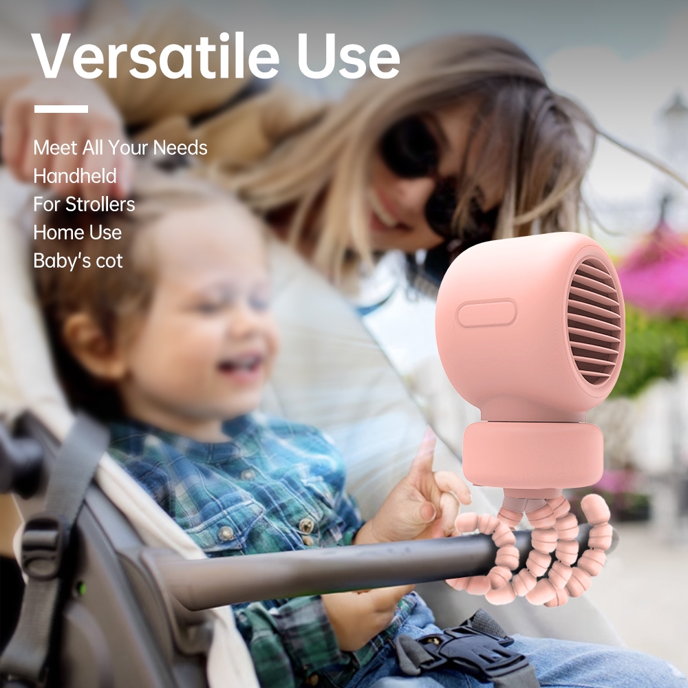 Orashare OCF01Pro Stroller Fan 4000mAh Rechargeable Mute Turbo Octopus Baby Clip Fan 3 Speeds Wind - Image 7