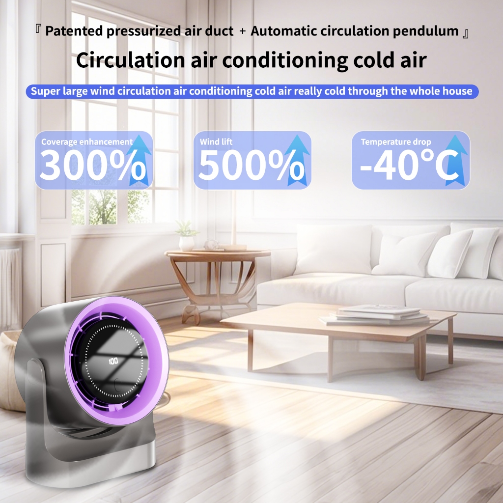 Dreepor High Speed Desk Fan Rechargeable Fan 100 Gears Strong Wind Digital Display Wall Fan — view 3