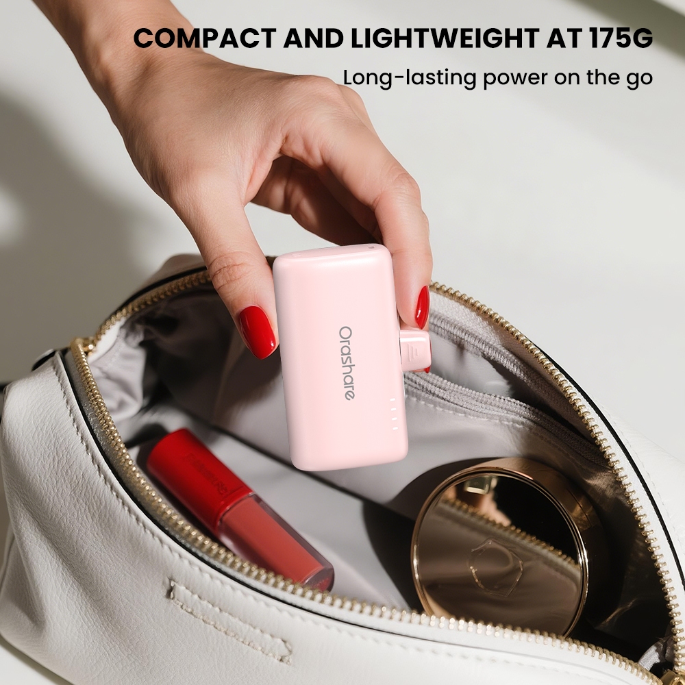 Orashare PN10 10000mAh Mini Powerbank Built-in Light ning/Type-C Plug With Stand Portable Charger - Image 4