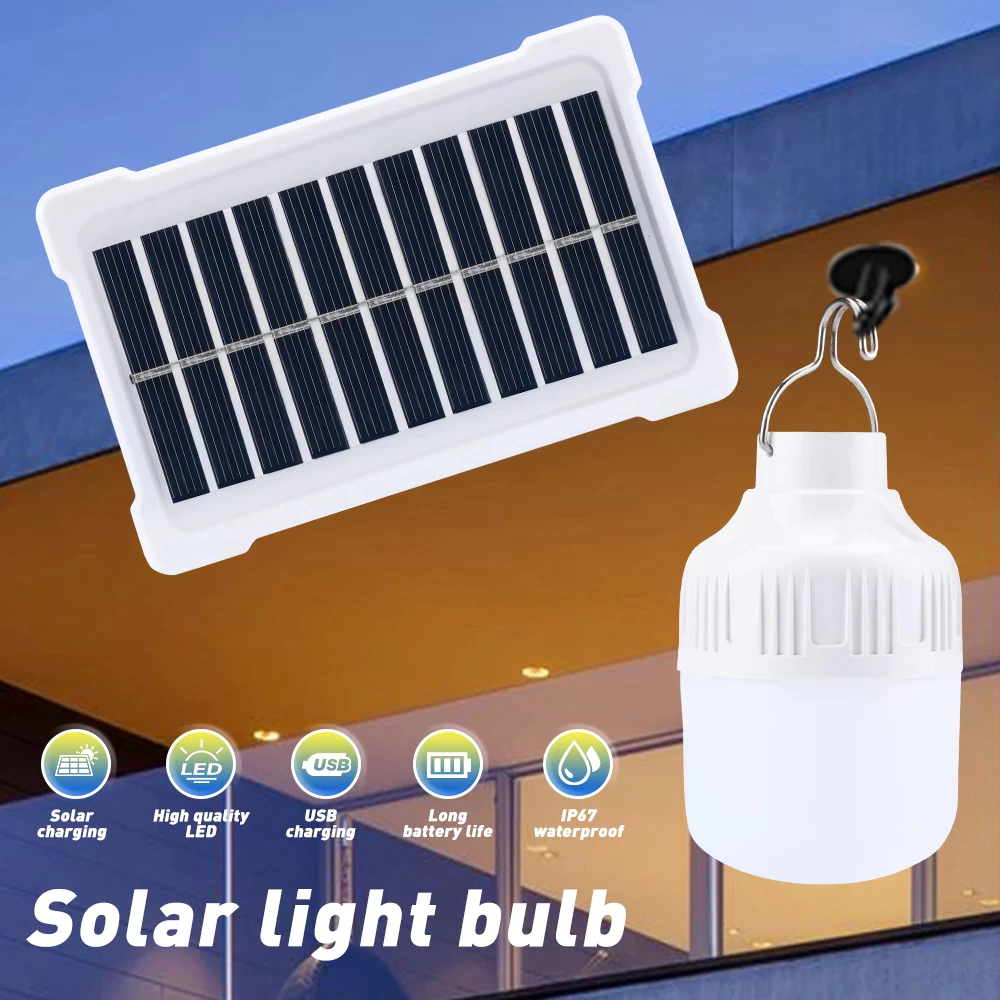 Gesh Solar Light Bulb Outdoor Waterproof LED Solar Light Buy 1 Take 1Indoor Light With Pannel — view 5
