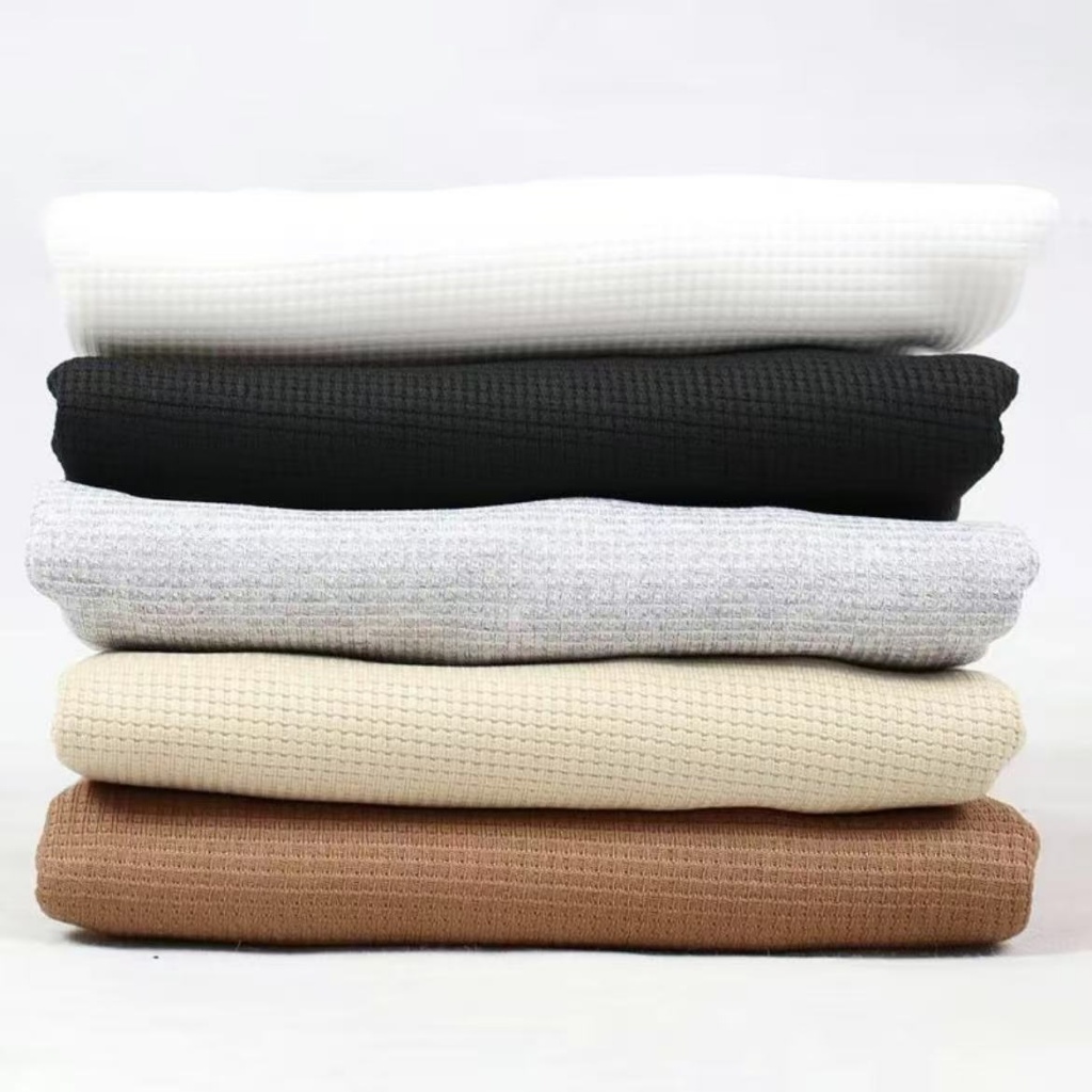 Total 4 pieces waffle unisex T-shirt round neck oversized men's solid color T-shirt tropical trend c - Image 5