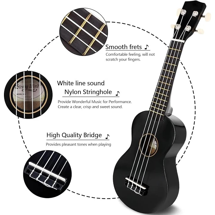 KAWES 21inch Ukelele Soprano 4-String Spruce Basswood Guitar for Kids Beginner Adults With Free Gift - Image 6