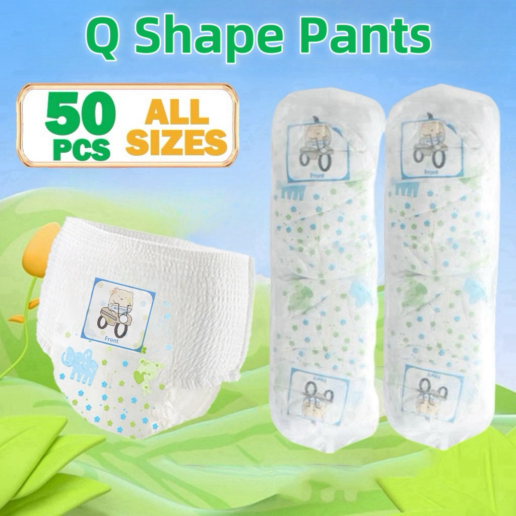 50 PCS Baby Diaper Pants M L XL XXL Unisex Ultra thin and Dry Breathable Diapers Random Design
