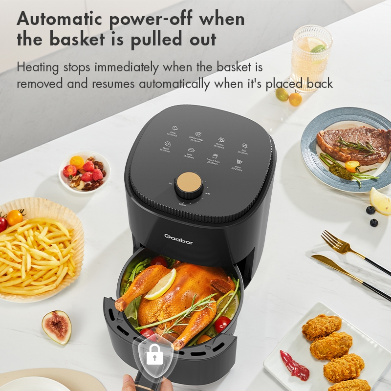 Gaabor Air Fryer Multi Functional  Healthy Cooking Non-Stick 8 Menus 4L Black /White With Oil Paper - Image 3